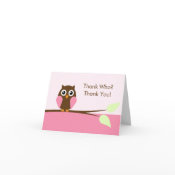 Pink Owl Thank You Cards card
