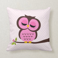 Pink Owl Throw Pillows