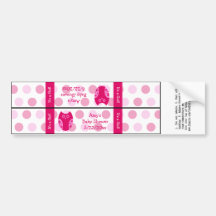 Pink Owl Water Bottle Labels Personalized Bumper Stickers