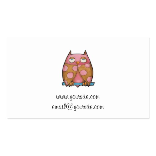 Pink Owl white Business Card (back side)