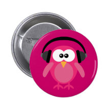 Pink Owl With Headphones