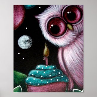 PINK OWL YOUR BIRTHDAY CUPCAKE Poster