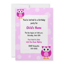 Pink Owls Children's Birthday Invitation