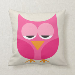 Pink Owls - Different Owl on Back - Faux Canvas Pillow