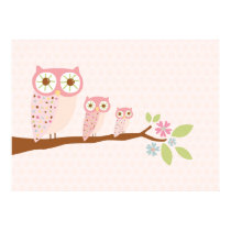 Pink Owls in a Row canvas/print