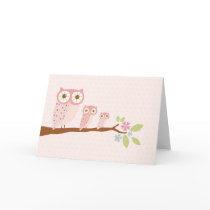 Pink Owls in a Row card