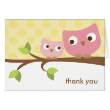 PInk Owls Note Card