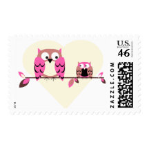 Pink Owls Postage