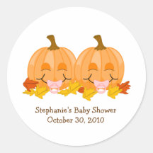 Pink Pacifier Pumpkins Baby Shower Favor Sticker