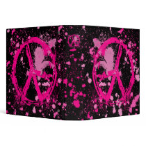 PINK PAINT SPLATTER PEACE SIGN BINDER