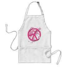 PINK PAINT SPLATTERED PEACE SIGN APRON