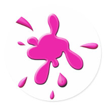 Pink Paint Splodge Round Stickers