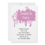 Pink Paint Sweet 16 Birthday Party Invitation