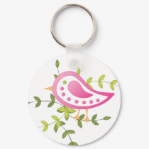 Pink Paisely Bird keychains