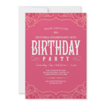 Pink Paisley Birthday Invitations