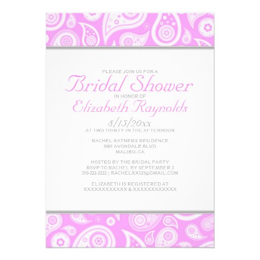 Pink Paisley Bridal Shower Invitations