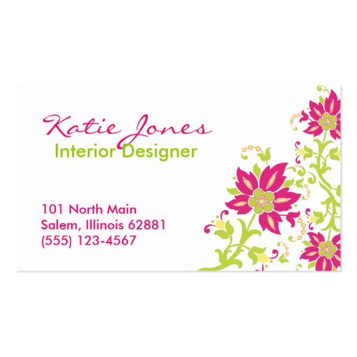 Pink Paisley Business Card (front side)