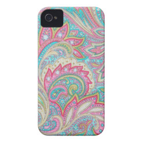 Colorful Pastel Pink Paisley CaseMate iPhone 4 case