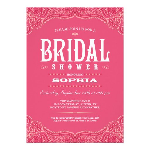 Pink Paisley Cowgirl Bridal Shower Invitations