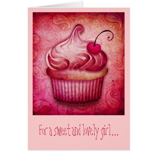 pink paisley cupcake greeting cards