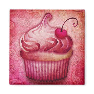 pink paisley cupcake magnet