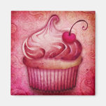 Pink Paisley Cupcake Magnet