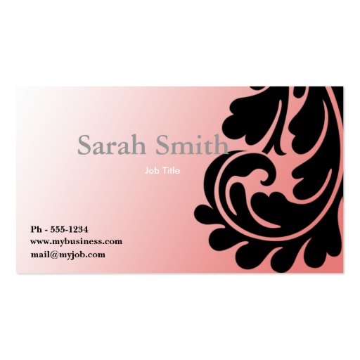 Pink paisley damask business card