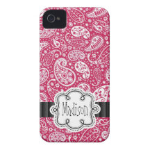 PINK Paisley Girly Pattern with Name iPhone 4 Cover