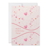 Pink Paisley Hearts Girl Birthday Party Invitation invitation