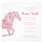 Pink Paisley Horse Baby Shower Custom Announcement