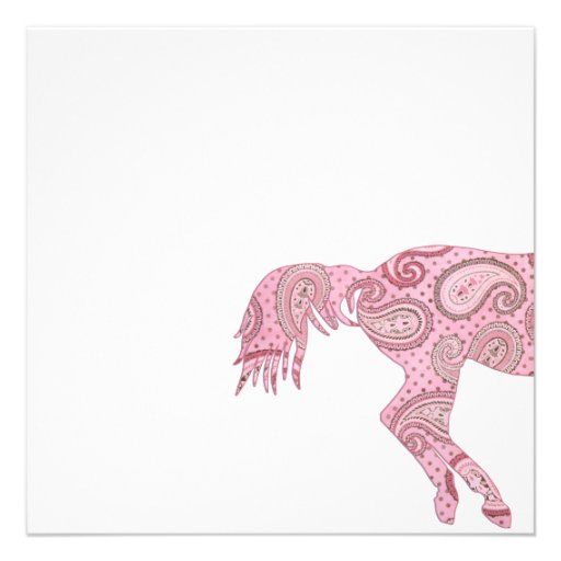 Pink Paisley Horse Baby Shower Custom Announcement