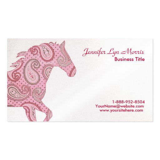 Pink Paisley Horse Business Card Templates (front side)
