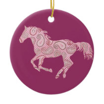 Pink Paisley Horse Christmas Tree Ornament