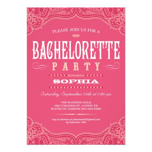 Pink Paisley Invitations for a Bachelorette Party