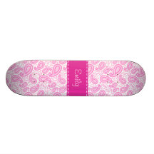Pink Paisley Pattern Custom Skate Board
