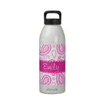 Pink Paisley Pattern Water Bottle