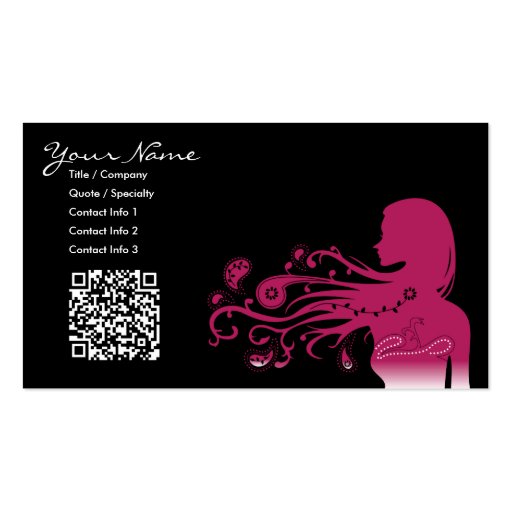 pink paisley :  qr code business card