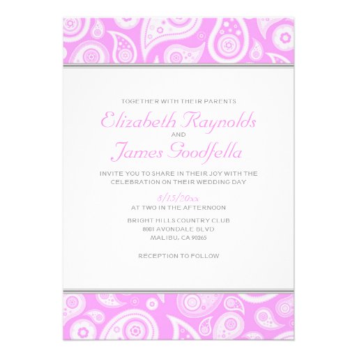 Pink Paisley Wedding Invitations