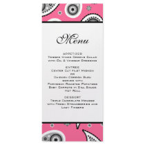 Pink Paisley Wedding Menu Personalized Rack Card
