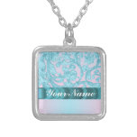 Pink & pale blue damask lace custom jewelry