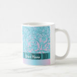 Pink & pale blue damask lace mugs