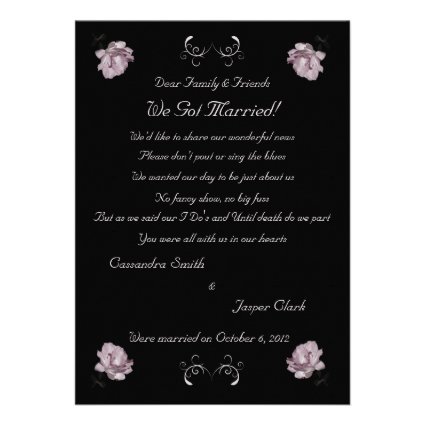 Pink Pale Roses Elopement 2 Personalized Announcements
