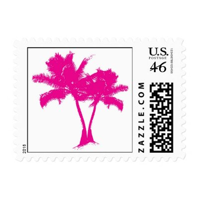 Pink Palm Tree Postcard Stamp