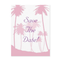 Pink Palm Trees Tropical Wedding Save The Date Postcard
