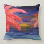 Pink Palms Ocean Sunset throw pillow pillows