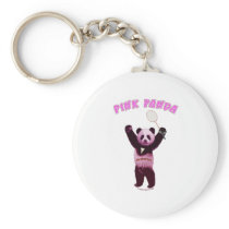Pink Panda Badminton Keychain
