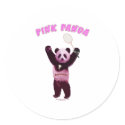 Pink Panda Badminton Round Sticker