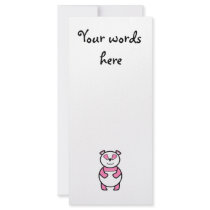 Pink panda bear personalized rack card
