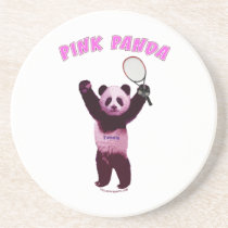 Pink Panda Bear Tennis Drink Coasters