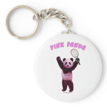 Pink Panda Bear Tennis Key Chain